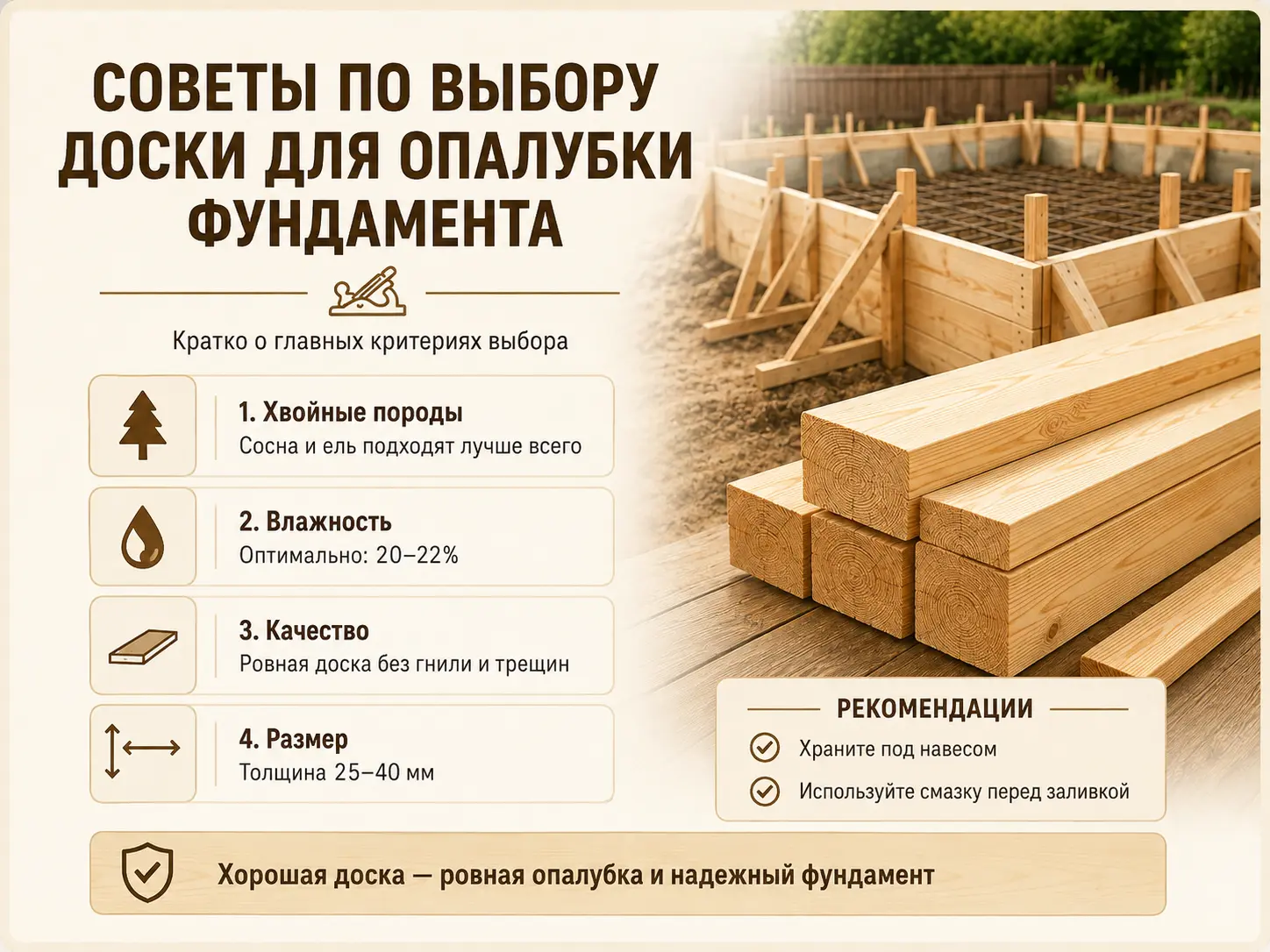 Советы по выбору доски для опалубки фундамента Советы по выбору доски для опалубки фундамента